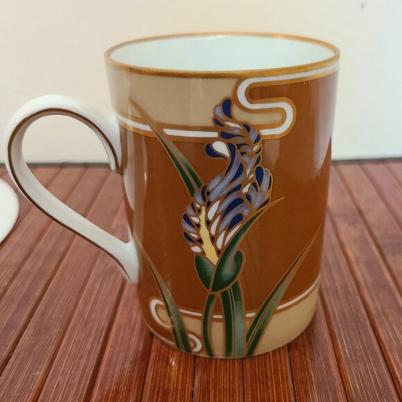 Vintage Fitz & Floyd Cloisonne Iris Dessert Plate & Matching Mug - Picture 6 of 10